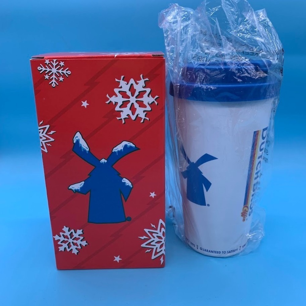Dutch Bros 18oz Tumbler Stainless Steel Coffee Travel Cup with Lid Blue White